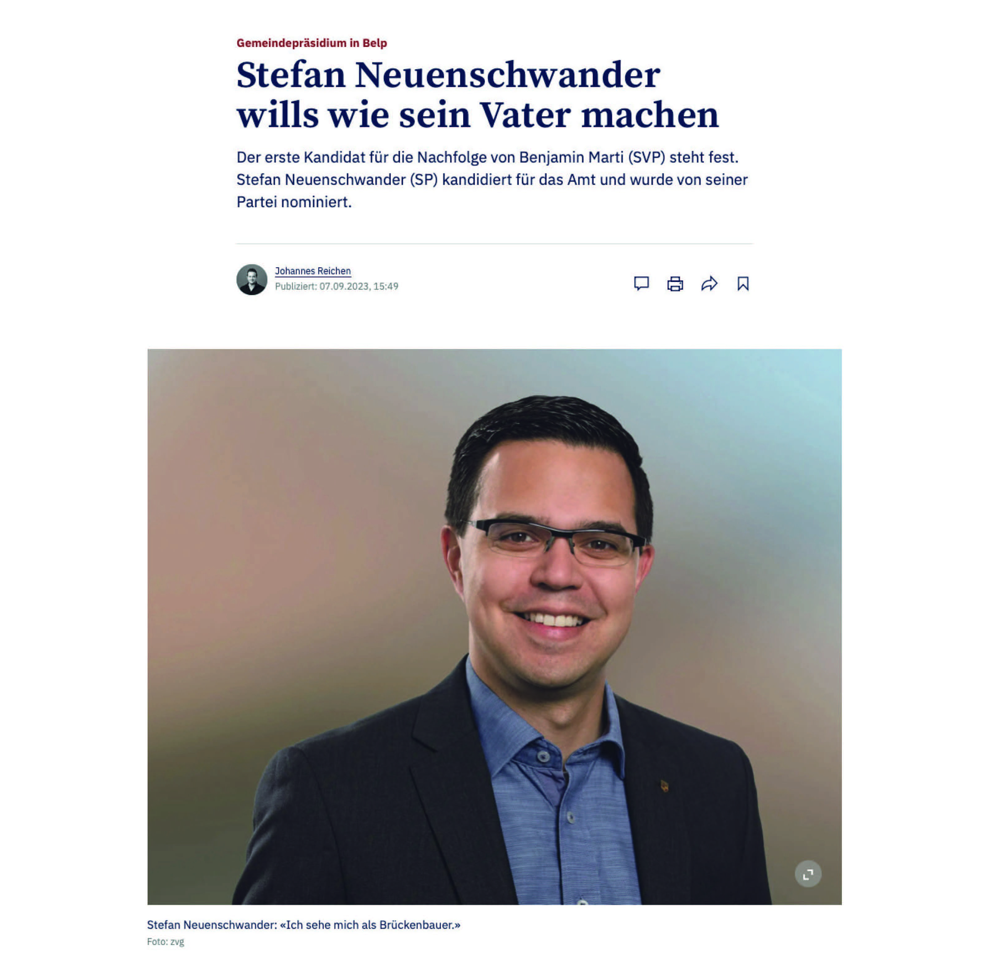 Stefan Neuenschwander wills wie sein Vater machen